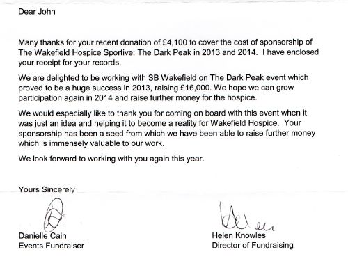 SB Wakefield are very proud to Sponsor The Wakefield Hospice