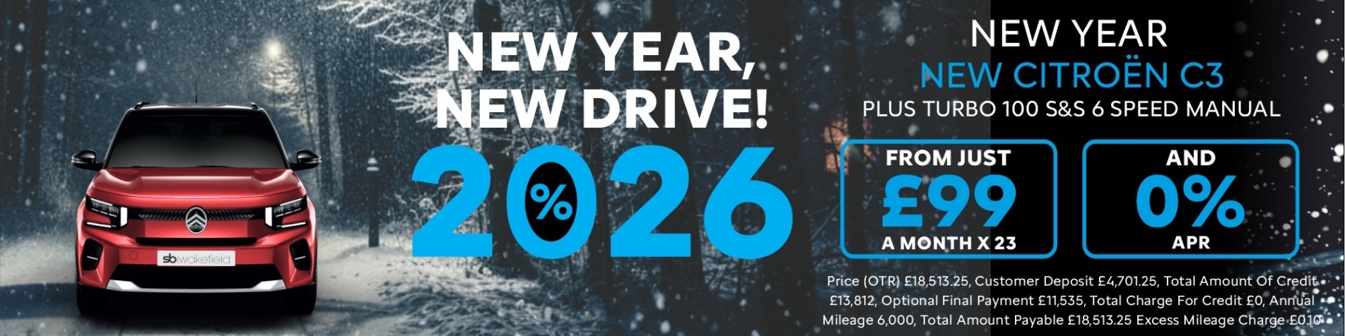 DRIVE INTO 2026 CITROEN C3 £99 A Month & 0% APR