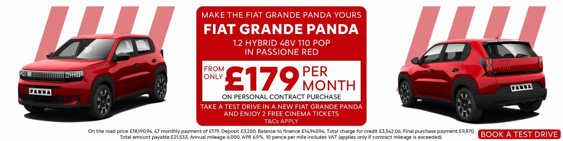 Fiat Grande Panda £179 a month on PCP
